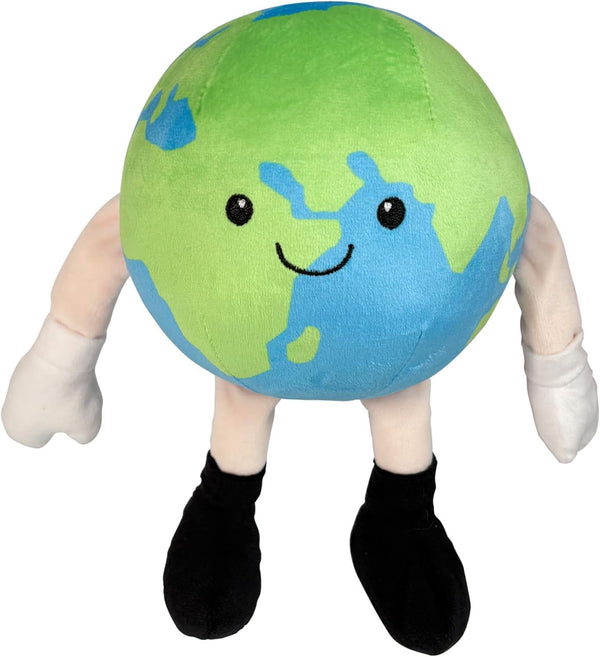 SHLEHUITD 11" Earth Plush Toy Soft Round Planet Plushie Pillow with Legs, Cute