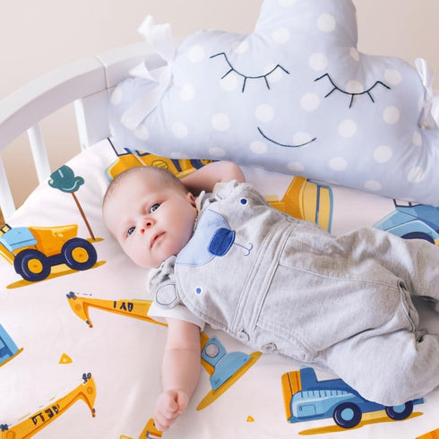 FIGEPO 4 Pack Set Baby Boy Bassinet Sheets Soft Fitted Baby Boy Mattress Covers Construction Truck or Dinosaur Theme