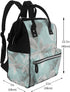 FHEDVBN Backpack Mummy Backpacks Daypack Mint Gray Leaves Diaper Bag for Women Multifunction Waterproof for Mom Dad