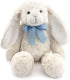 14" White Bunny Stuffed Animal for Kids, Huggable Rabbit Plush Toy with Bow for Boys and Girls, Great Gift