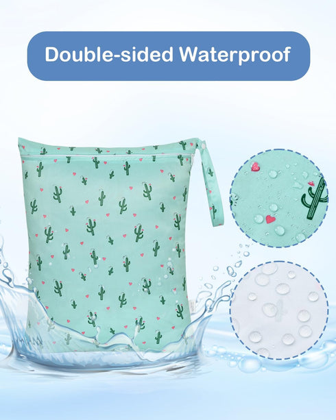 2Pcs 16x20 inch 176 OTraki Waterproof Wet Dry Bags Wet Bag for Baby, Swimsuit, Cloth Diaper, Daycare With Zippered
