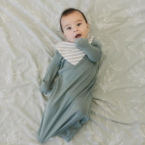 Pack 2 Woolino Merino Wool Baby Bibs - Highly Absorbent Bandana Bib with Cotton Outer Layer and Merino Wool Inner Layer