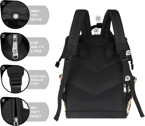 Hsnar Backpack Boho Christmas Waterproof Diaper Bag Large Capacity Baby Bag with Stroller Straps, Multi-Pocket Diaper
