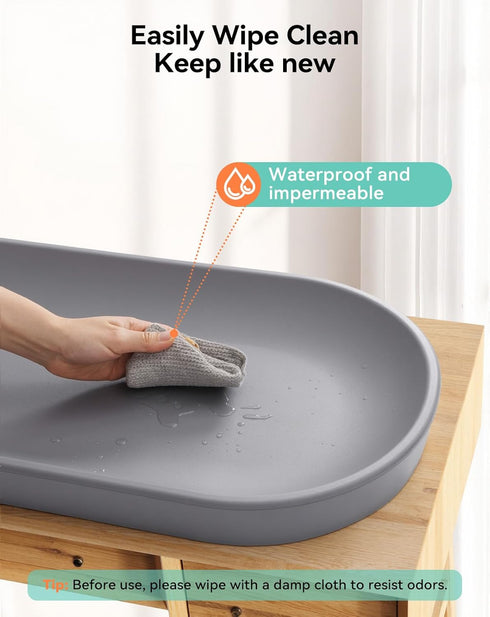 COMOMY Baby Changing Pad for Dresser - Wipeable Changing Pad with Restraining Belt, Waterproof, Soft, Lightweight
