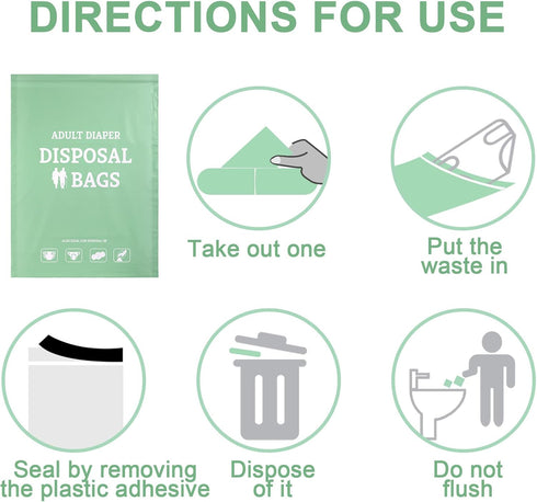 100 PerKoop Pcs Extra Thick Large Adult Diaper Disposable Bags Odor Tight Sealing Disposal Bags Tear Resistance