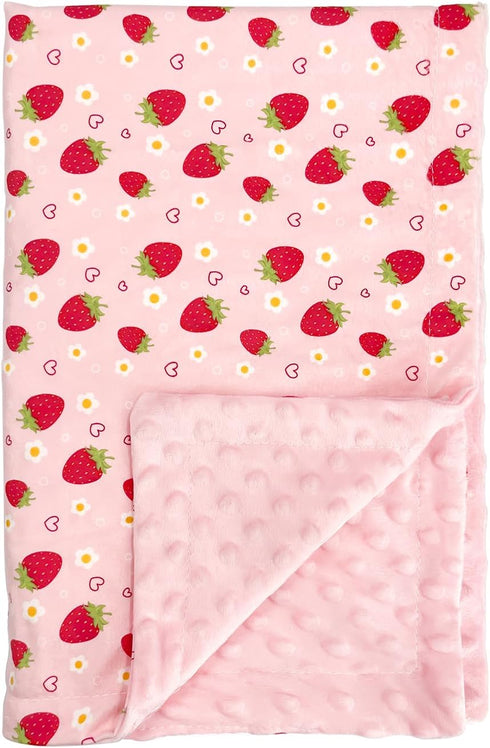 MOASIOP Strawberry Pink Baby Blanket - Ultra Soft, Lightweight & Breathable, Dotted Backing,