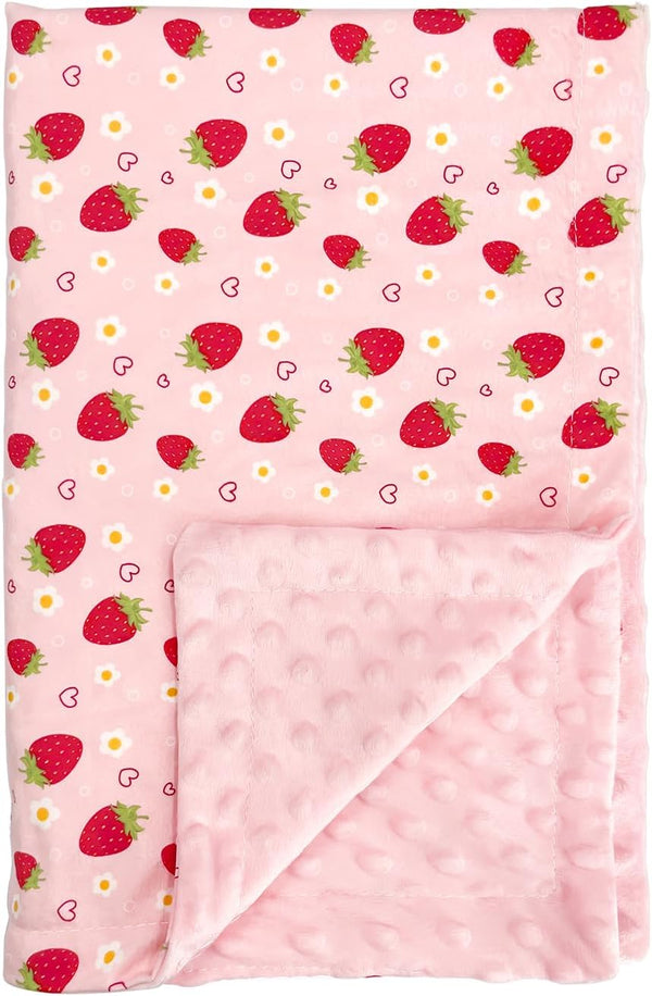 MOASIOP Strawberry Pink Baby Blanket - Ultra Soft, Lightweight & Breathable, Dotted Backing,
