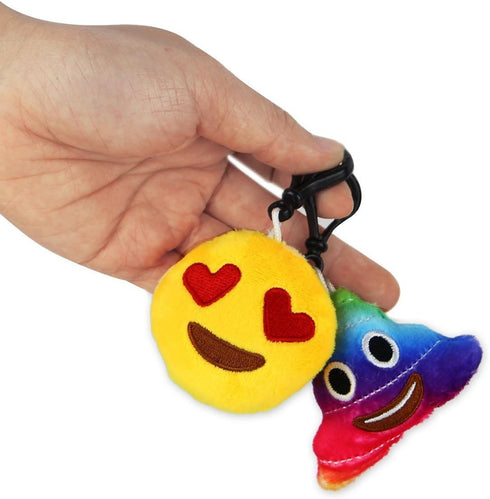 (64 Pack) Dreampark Emoticon Keychain Mini Cute Plush Pillows, Party Favors for Kids Valentine's Day Gifts / Birthday
