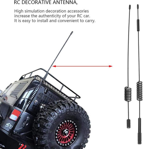 2 Pcs Black Metal RC Antenna, Decoration Accessory Parts for RC Crawler Car