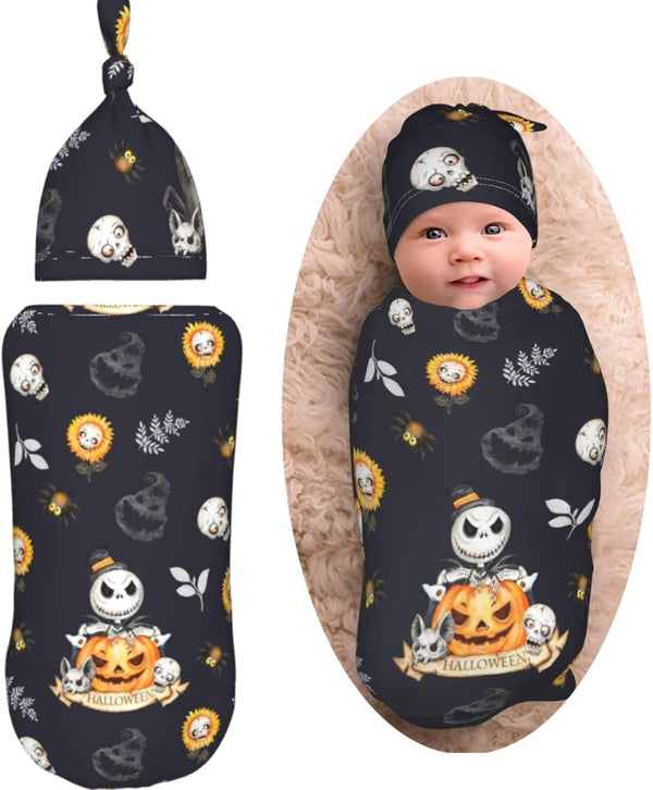 Newborn Swaddle Blanket - Soft Unisex Infant Wrap with Beanie Hat