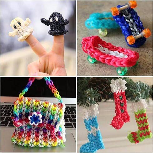 3000PCS Loom Rubber Bands Kit with 75 Clips, 5 Hooks, Premium Bracelet Making Kit for Kids (White)