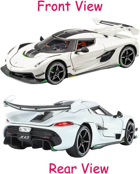 Toy Cars Model Koenigsegg Jesko, 1/24 White Alloy Die-cast Vehicle with Sound and Light