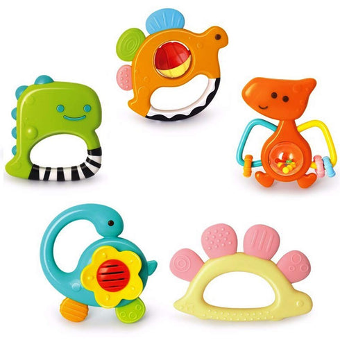 Baby Rattles Set - Teether, Shaker, and Musical Toy Set for 3-12 Month Infants, Early Educational Gifts