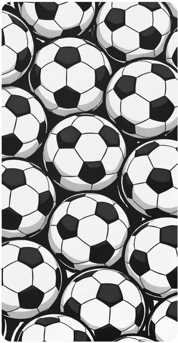 CZXW Soccer Balls Black White Crib Sheets Fitted 52" x 28" Natural Cotton