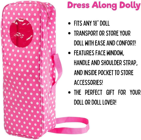 Doll Storage Carrying Case - 2 Pack Combo for 18" Dolls, Organizer with Clear Window and Carrying Strap