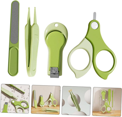 CVUTOVO Set Trimmer Nail Clipper Nail Kit for Newborns Travel Portable Grooming Care Kit Green