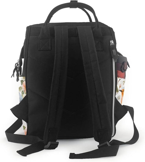 OUSIKA Backpack Daypacks Floral Print Watercolor Robin Bird Print Diaper Bag Multifunction Laptop Travel Large Nappy