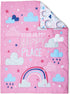 Funhouse Let's Chase Rainbows Toddler Bedding Set - 4 Piece Comforter, Sheet Set for Girls Bed, Pink