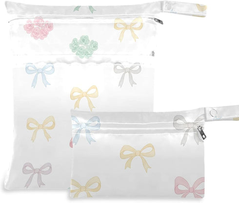 Burbuja Valentine's Bow Shapes Wet Dry Bags for Baby Cloth Diaper 2 Pack,