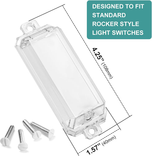 CLYMENE Light Switch Cover Guard, Child Proof Wall Switch Cover for Rocker Style Lights (Clear, 4 Pack)