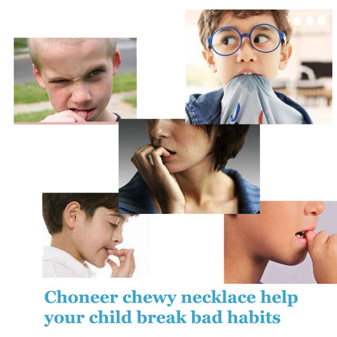 Chew Necklaces for Sensory Kids, 5 Pcs Chewy Necklace Teether for Boys & Girls, Silicone Fidget Necklaces