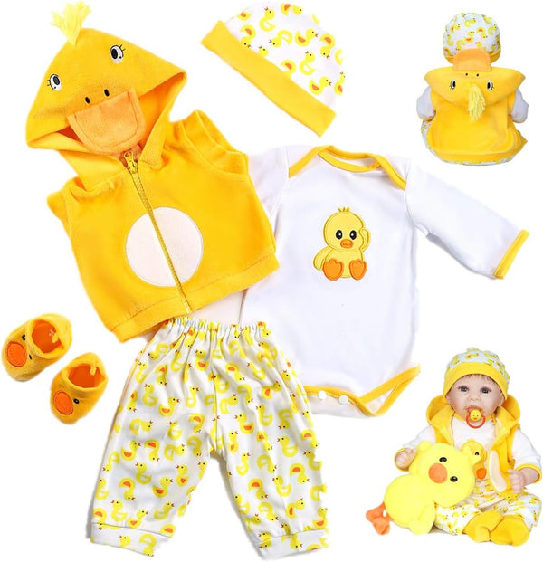 Reborn Baby Dolls Clothes 22 inch Outfit Accessories - Yellow Duck 5pcs Set for 20-22 Inch Dolls