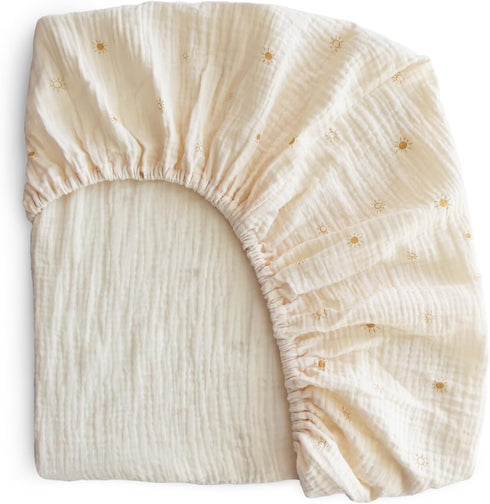 mushie Extra Soft Muslin Fitted MINI Crib Sheet | 24"x 38" (Sun)