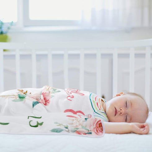 Mixweer Baby Monthly Milestone Blanket, 47" x 40'' Baby Cow Milestone Blanket with Bow Headband and Felt Circle