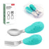 Baby Fork and Spoon Set with Carry Case, Toddler Training Utensils in Silicone and Stainless Steel - Dinosaur Design