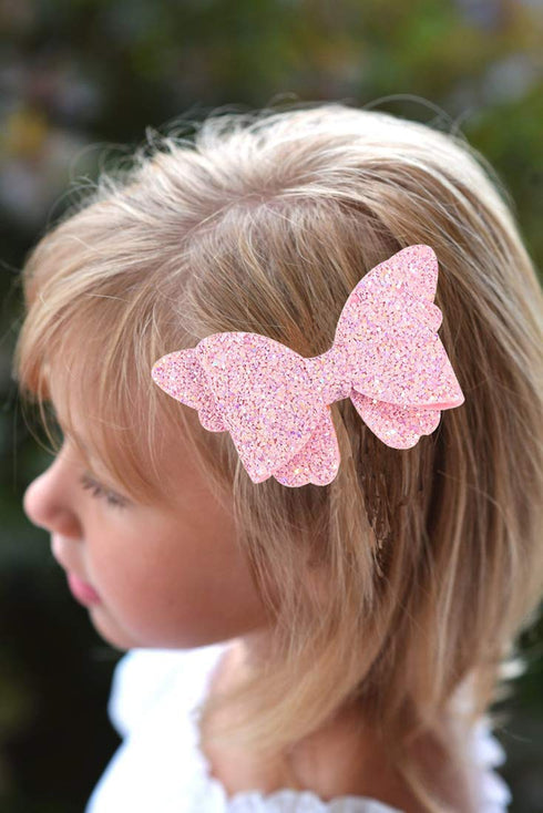 Yazon Baby Girls Glitter Bows Clips - Sparkly Butterfly Hair Clips for Toddler Kids, 8pcs