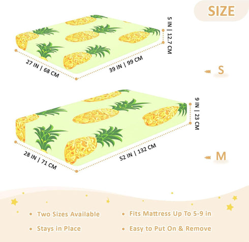 Bseiialft 52 28 Pineapples Green Leaves Crib Sheets for Boys Girls Soft and Breathable Cotton Baby Sheets for Standard