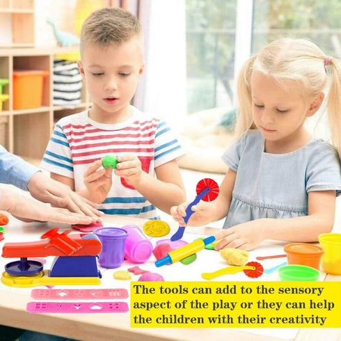 Playdough Tools Set for Kids, 32 PCS Play Dough Tools Kit with Molds, Rollers, Extruder, Cutter, Scissor in Random Color