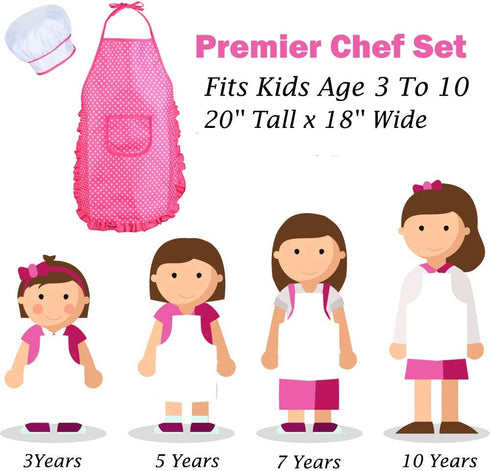 Chef Set for Kids - 13 Pcs Cooking and Baking Set with Apron, Chef Hat, Utensils, Gift for 3 Year Olds