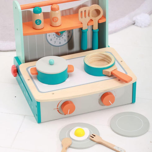 PlaySet Dailyfunn Wooden Foldable &Portable Toy Stove Pretrend Kitchen with Cooking Accessories