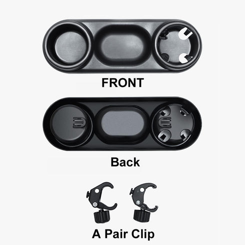 3-in-1 Universal Stroller Snack Tray with Dual Cup Holders, Sturdy Bar Attachment Compatible with Uppababy, Nuna