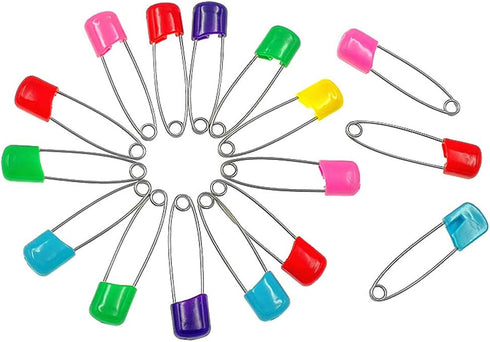 Kinteshun Baby Safety Pins, Kid Secure Clips Diaper Bib Nappy Pin with Safe Lock, 50pcs, 1.6 inches, 7 Assorted Colors