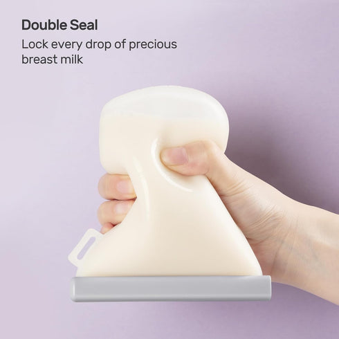7 12oz/360ml Nuliie Pcs Reusable Silicone Breastmilk Storage Bags, Double Leak-Proof Breastmilk Freezer Bags, BPA Free