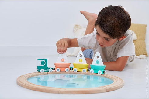 Janod Bolid FSC Wood and Cardboard Sailboat Track - Early Toy with Circuit, Puzzle & Accessories for 2 Years +