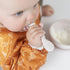 Bumkins Baby Utensil Set, Silicone Trainer Spoons for Dipping, Soft Tip, Self-Feeding, 3-pk Beige/Brown