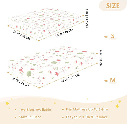 miaozhen 1 Pack 52x28 Cotton Baby Crib Sheets Soft Comfy Animal Cartoon Blush Color Stripe Toddler Mattress Sheet