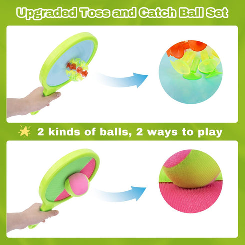 Set 3+ Sets Summer Toss and Catch Game for Kids: Toss and Catch Ball - Outdoor Catching Balls Paddle Toys for Ages