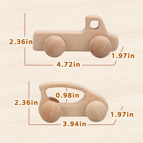 TOY Life Wooden Cars for Toddlers 1-3 - Montessori Toys for Babies, Baby Rattle Wooden Toy Truck