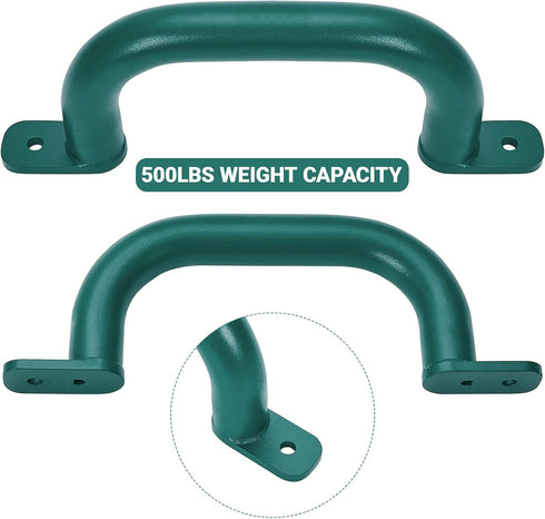 2 Pack Green 10'' Playground Handles - Outdoor Playset Grab Handles, Swing Set Hardware Kit for Kids