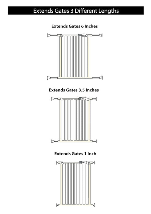 Wall Nanny Extender - 6 Inch Baby Gate Extension Kit, Extends Pressure Gates + Protects Walls (4 Pack) Black