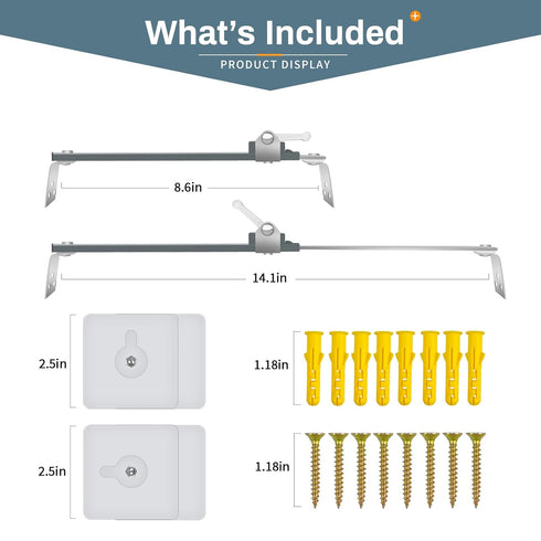 Bezant 8.6'' 14.1''(2 Pack) Metal TV Safety Straps, TV Anchors for Baby Proofing to Prevent Forward or Backward