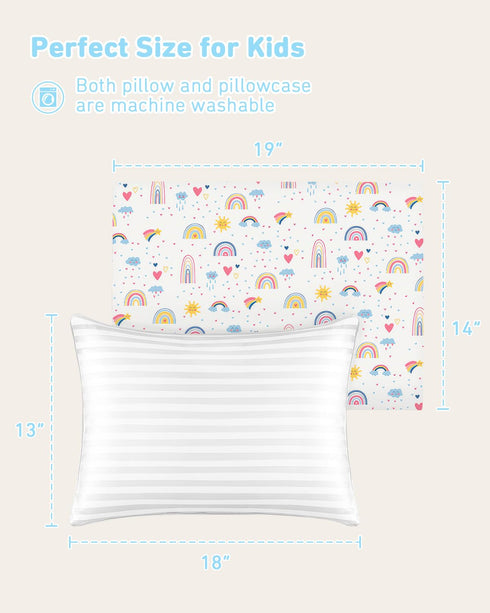 Pillow,13X18 Babebay Toddler Soft Toddler Pillows for Sleeping, Machine Washable Kids Pillow with Cotton Pillowcase