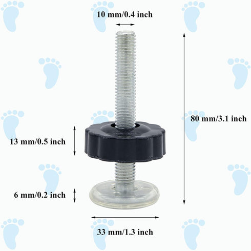 2 Set M10 Baby Gate Adapter with Wall Protector, 10mm Baby Tension Gate Extender, Replacement Bolt Part