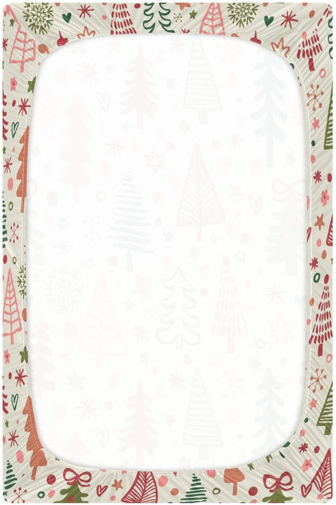 BOESI Crib Sheet, Unisex Crib Sheet, Soft and Comfortable for Standard Crib and Toddler Mattress, Christmas Tree
