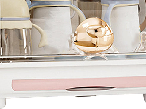 Pink Baby Bottle Organizer with Lid and Drainer