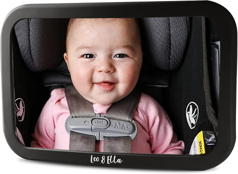 Leo and Ella Baby Car Mirror, Certified Crash Tested for Rear Facing Baby Car Seat, Shatterproof with Adjustable Mount